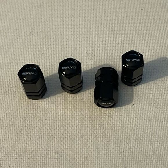 AMG Mercedes Benz Logo valve Stem caps in Black set of 4 NWT - Picture 2 of 5